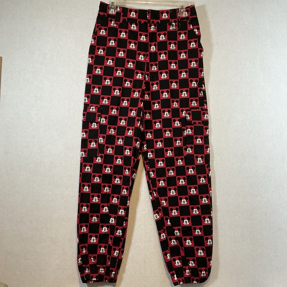 Disney‎ Mickey Mouse Checkered Cargo Joggers Size Medium no chain - Picture 1 of 6